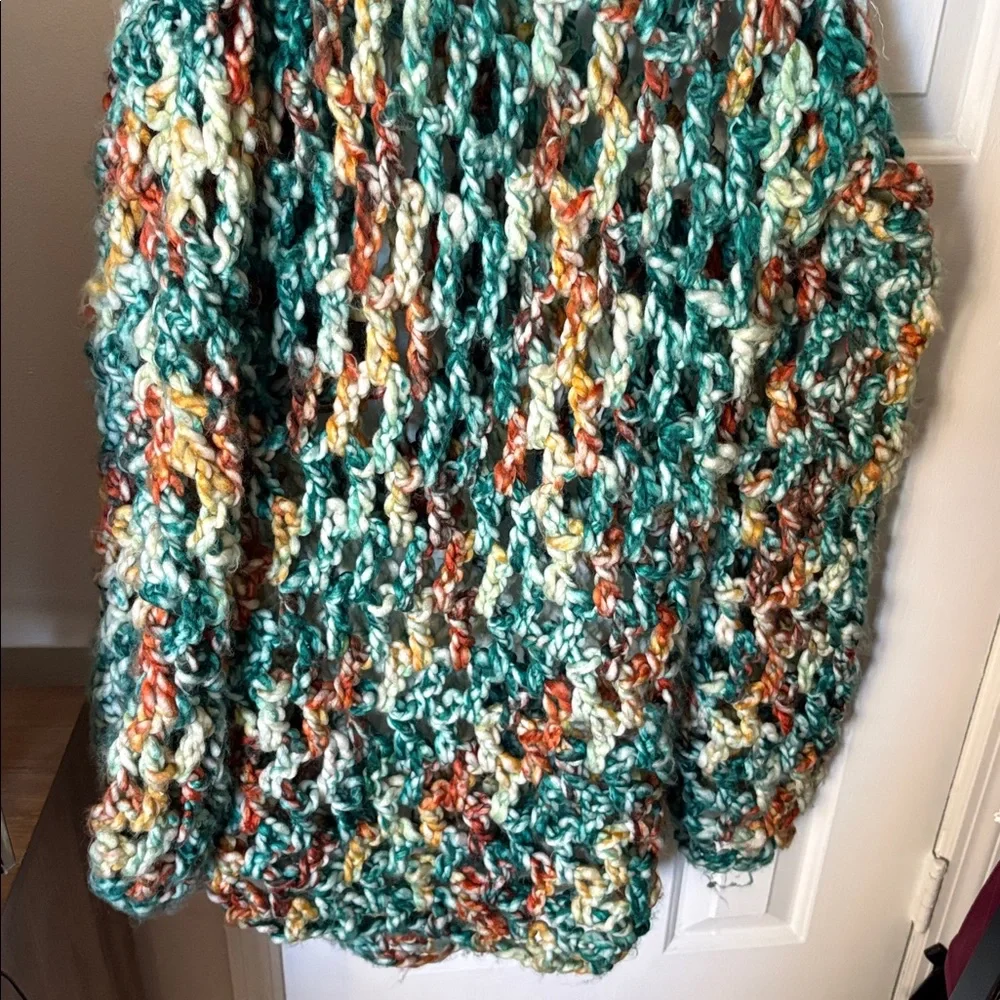 Handmade Multicolor Crochet Hoodie Knit Sweater - Picture 6 of 9